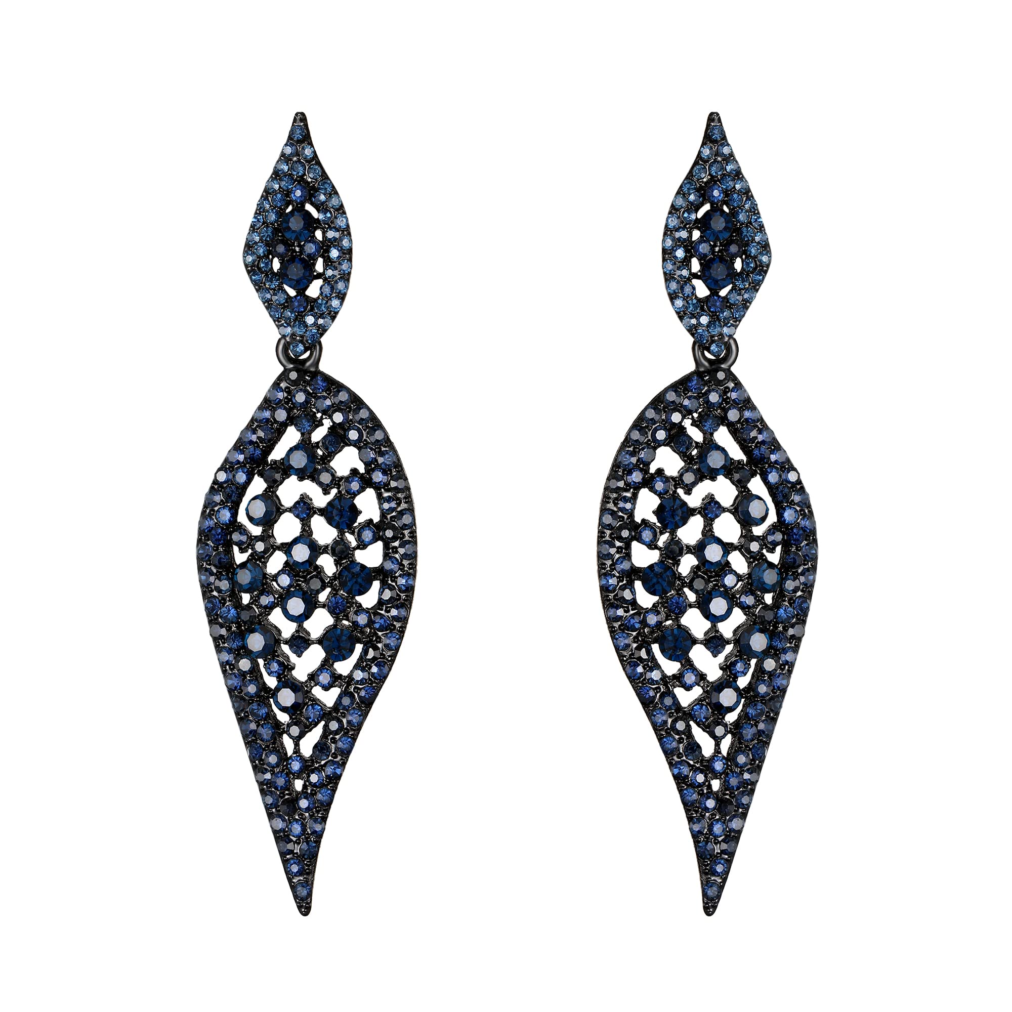 EVER FAITH Damen Ohrringe – Kristall Blatt Tropfen Ohrhänger In Sterling Silber, Hochzeits- & Party-Schmuck