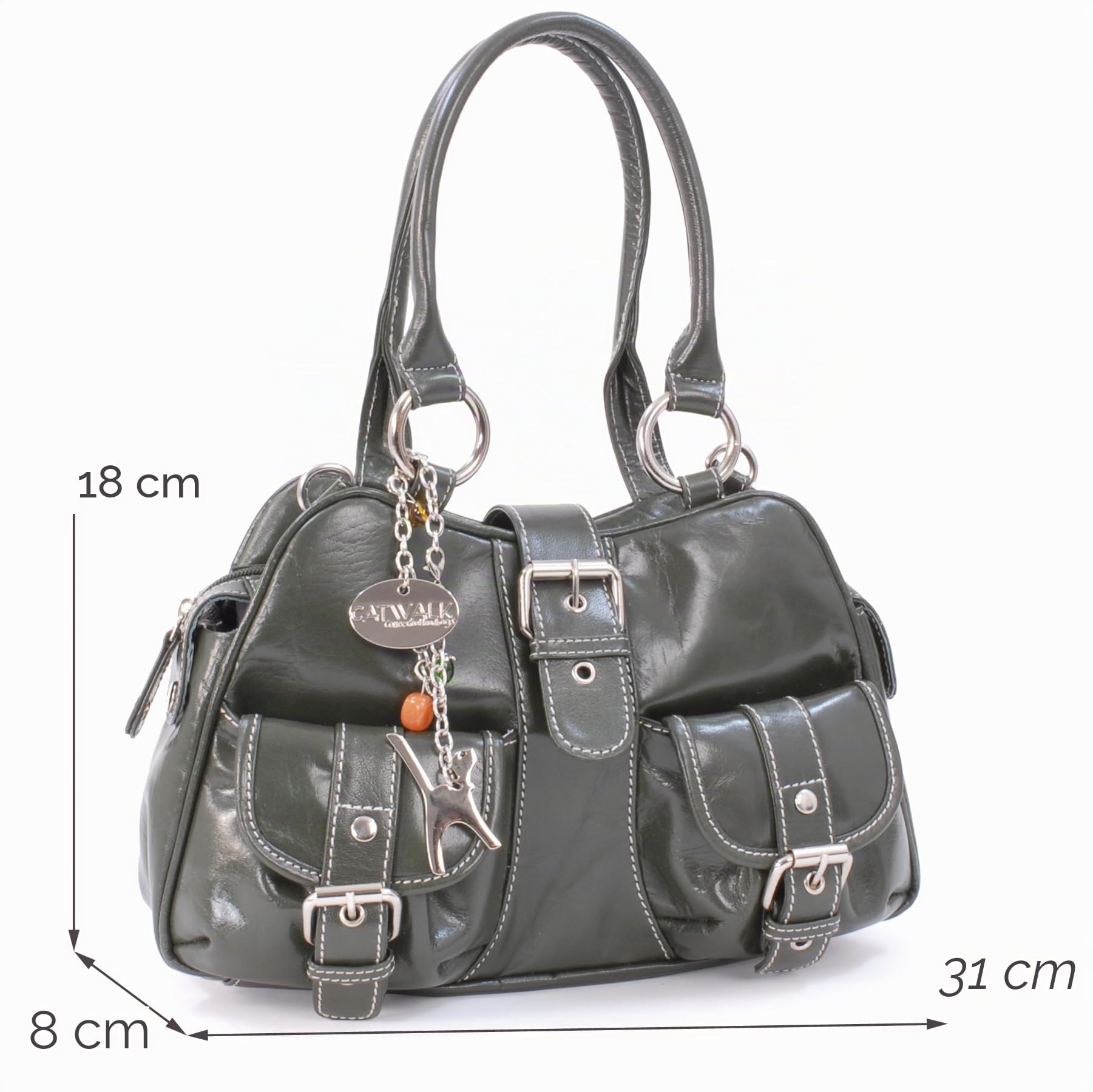 Catwalk Collection Handbags - Bolso de Mano Mediano con Correa Bandolera - Bolso de Hombro de Piel de Mujer - Correa Ajustable - Faith