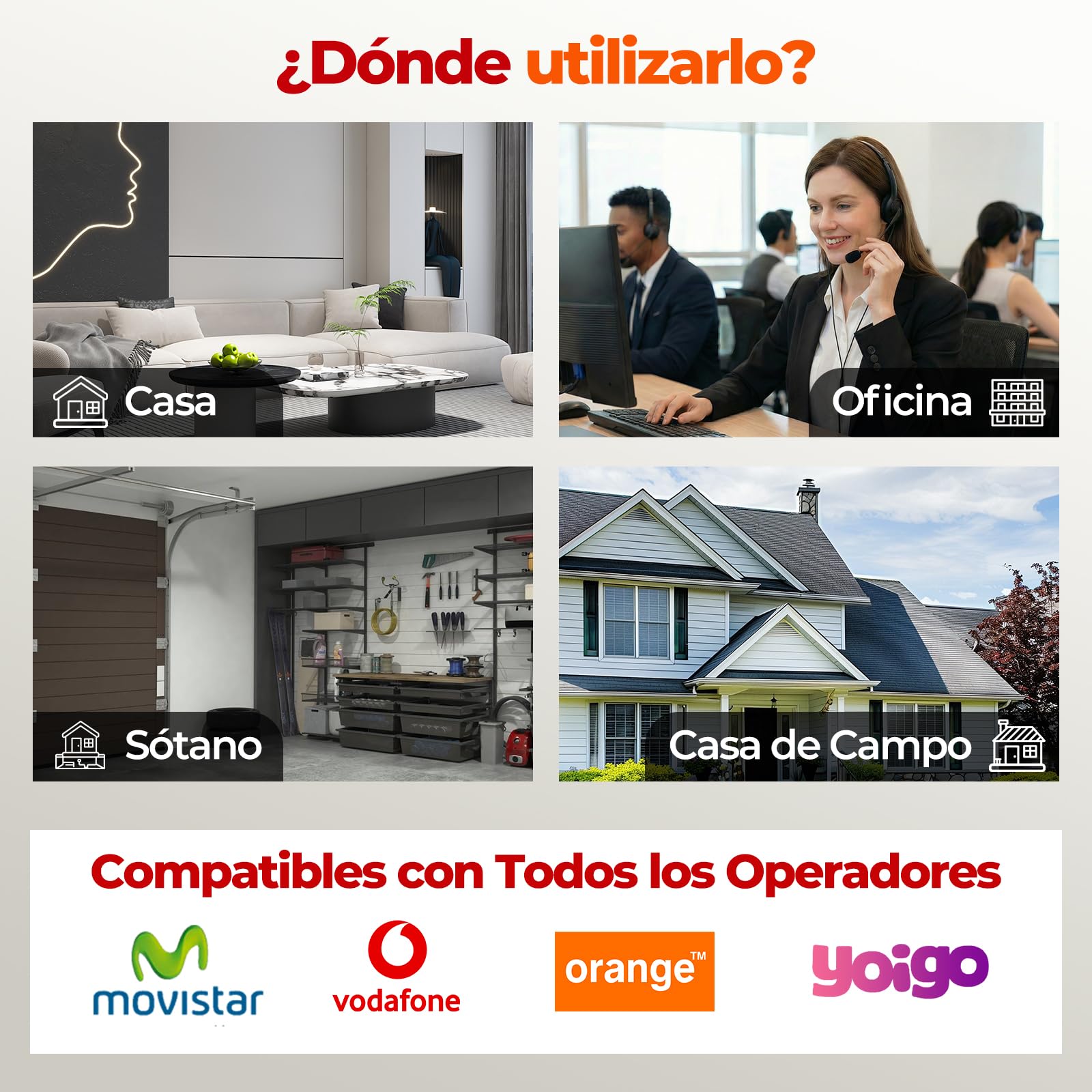 Amplificador de señal móvil para el hogar y la oficina, repetidor 4G 5G LTE pentabanda (1/3/7/8/20) para todos los operadores (TIM, Vodafone, WindTre, Iliad), antena externa de acero y plástico de 6 d