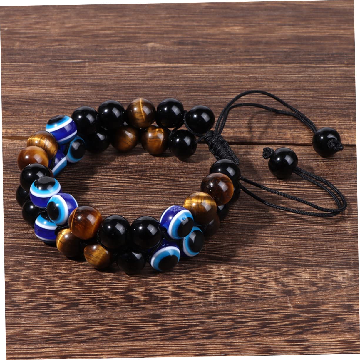 Didiseaon 2 Piezas Pulsera De Ojo De Mal De Ojo Para Yoga Pulsera Triple Pulsera De Obsidiana Mal De Ojo Pulseras De Tigre Para Hombres Yoga Joyería De Mano Doble Capa Hombres Y