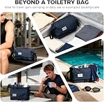 SINLAND Sac de toilette de voyage Sacs de rangement cosmétique imperméable avec diviseur et poignée Sac de rasage pour les articles de toilette Accessoires de voyage Rangement pour les voyages d'affaires Camping bleu