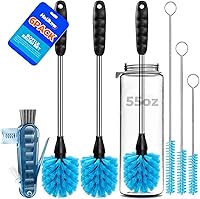 Vista 1 de Holikme Juego de 6 cepillos, limpiador de acero inoxidable de mango largo de 14 pulgadas, 3 cepillos para pajillas, cepillo de limpieza 4 en 1