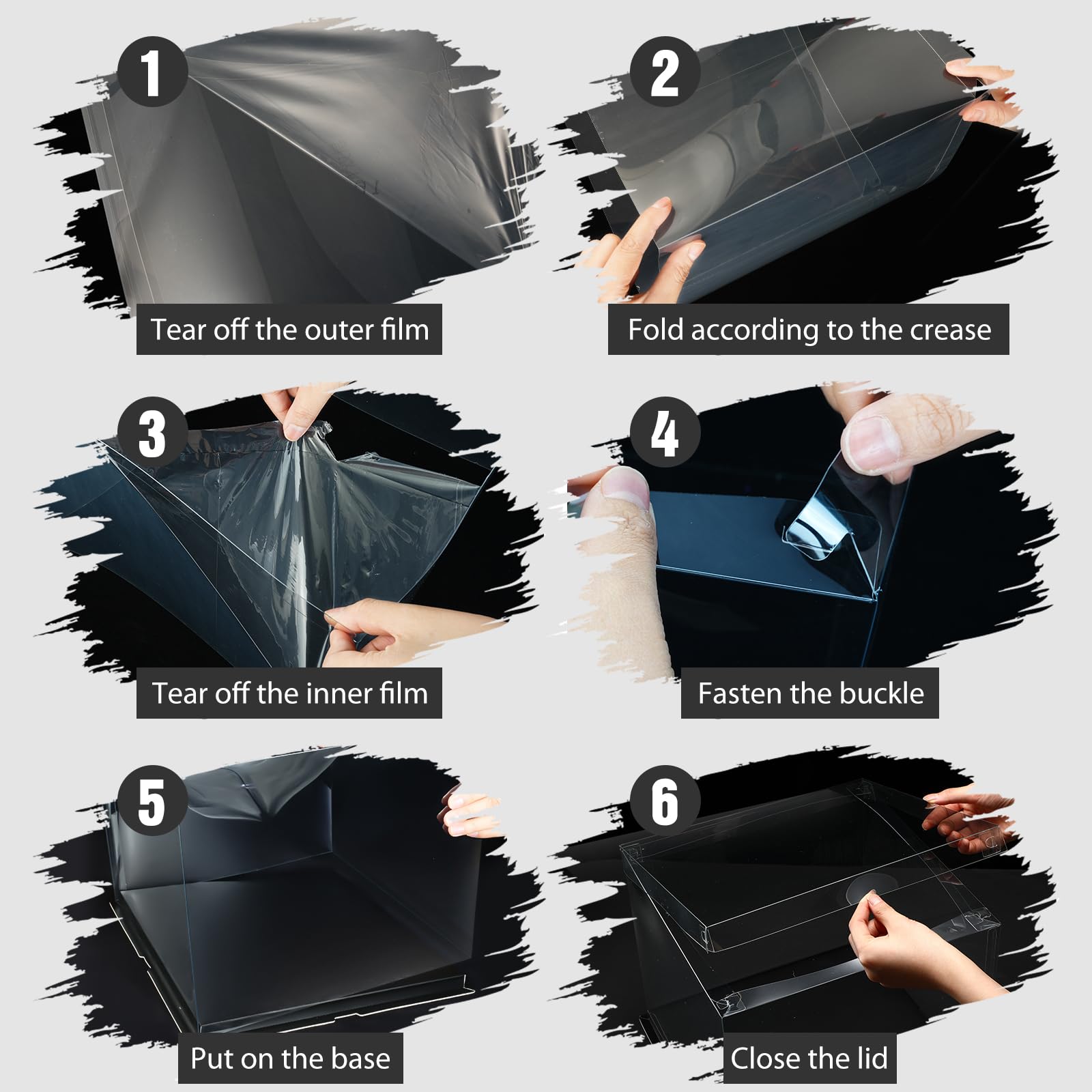 Maxdot 10 cajas transparentes altas para tartas de 12 x 12 x 10 pulgadas, caja grande transparente para tartas con cinta, contenedor de almacenamiento de tartas de boda, cajas de regalo transparentes