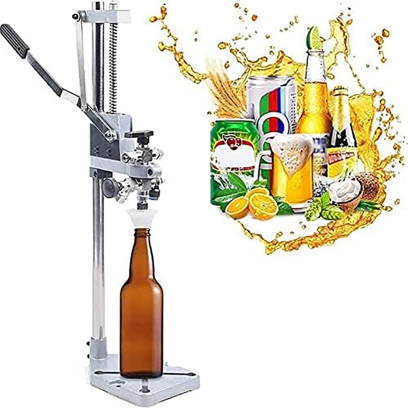 Llenadora de botellas, llenadora de botellas a contrapresión, máquina llenadora manual de líquidos para botellas de cerveza/vino de acero inoxidable, para botellas de vidrio/convexas/plástico/vino