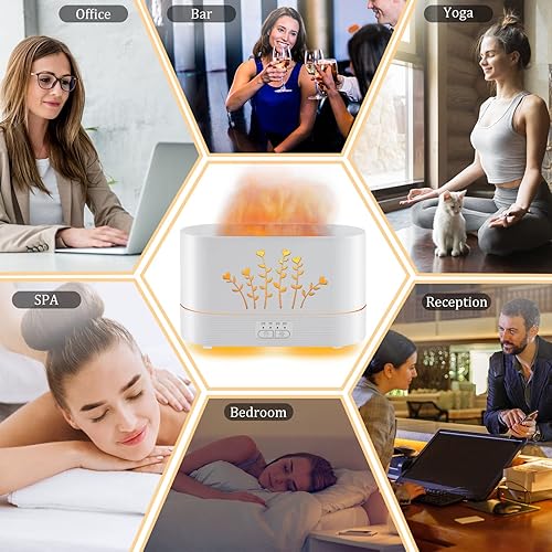 Miniatura 6 de Difusores de llama RGB para aceites esenciales, humidificador de aroma mejorado para habitación grande, 10.1 fl oz, control remoto para hogar