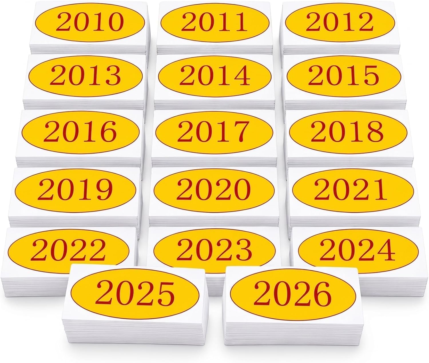 204 Pcs Car Windshield Year Stickers (2010-2026), 17 Dozen (12 per Year)