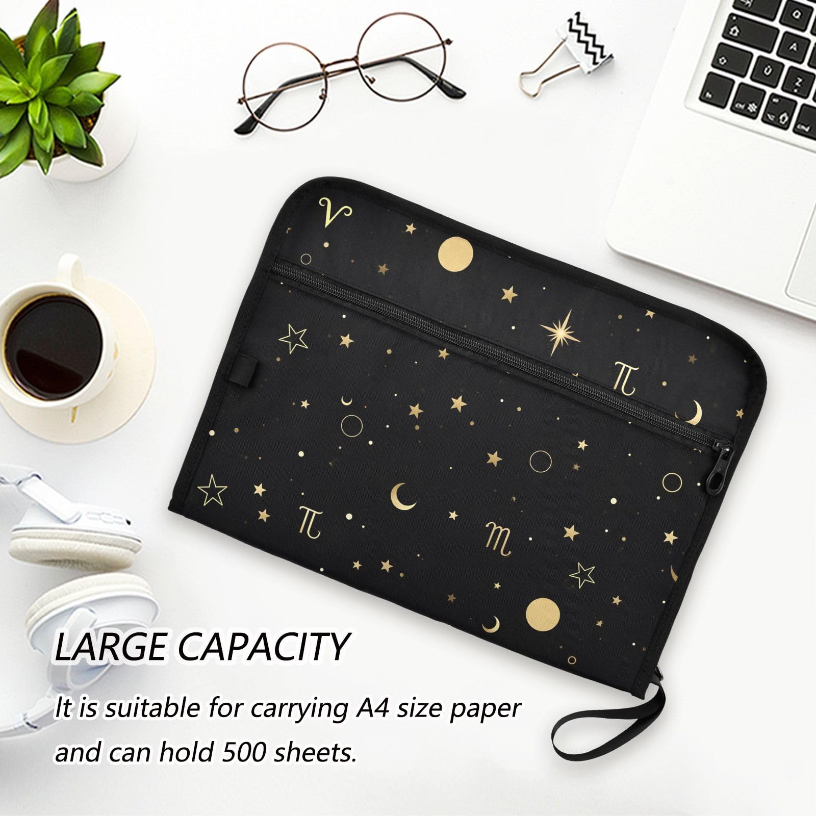 ALAZA Moon Star Zodiac - Carpeta de archivos expandible, 13 bolsillos, organizador de documentos expandible con cierre de cremallera para oficina en casa, tamaño A4, tamaño carta