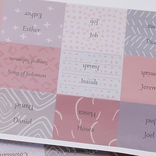 Miniatura 6 de Pestañas laminadas de la Biblia para mujeres y hombres, impresión grande, regalo cristiano rosa y gris, pestañas de diario bíblico fáciles de leer y