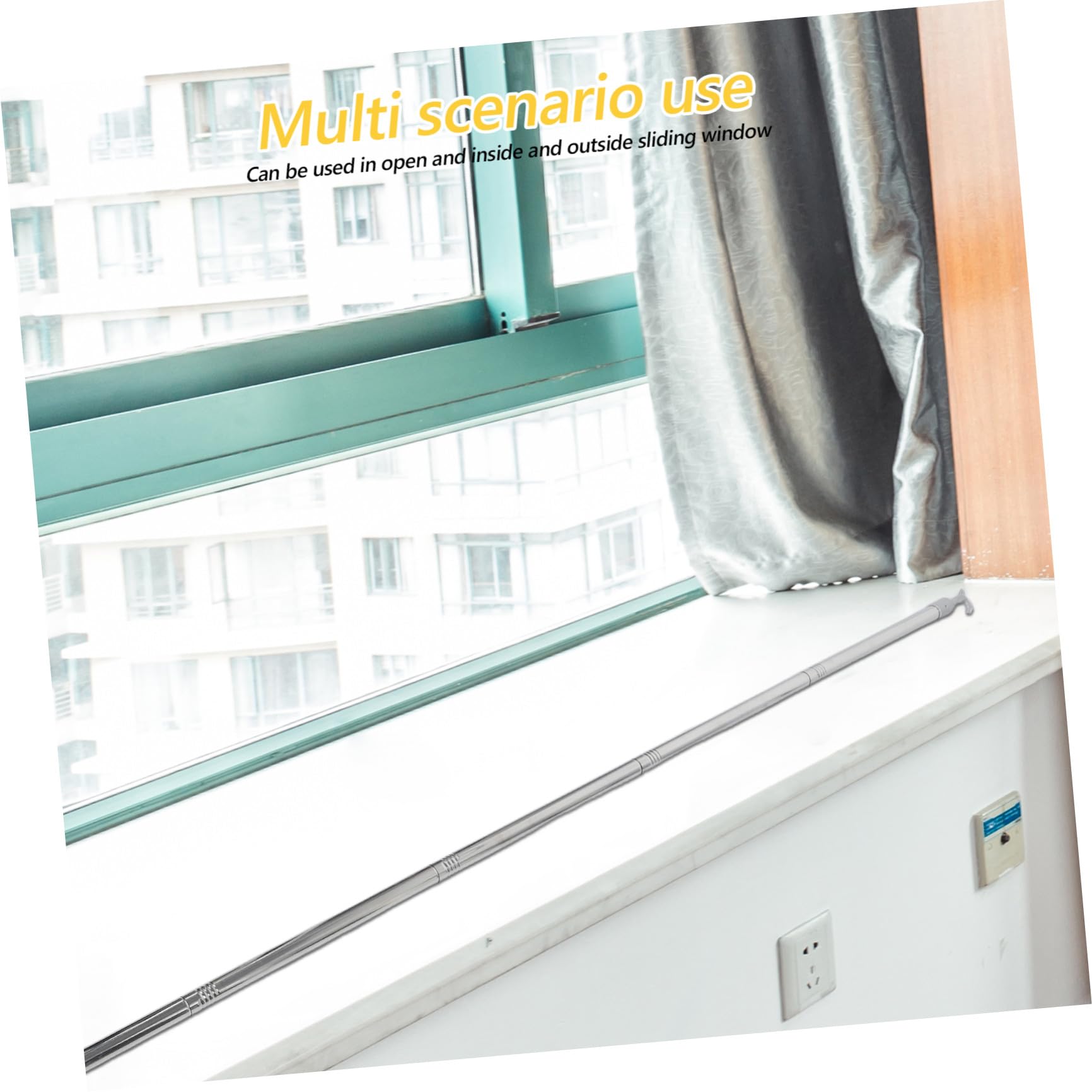 MAGICLULU Asta Telescopica in Acciaio Inox Regolabile con Gancio per Apertura Lucernari e Tende da Finestra, Resistente all'Usura, per Case e Ambienti Commerciali, 2 Metri
