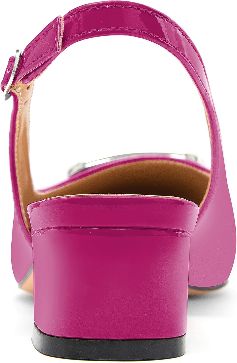 Women's Slingback Heels Low Chunky Block Heels Square Closed Toe Slip On Comfortable Dress Pump High Heels Shoes for Work Office Casual - Image 4