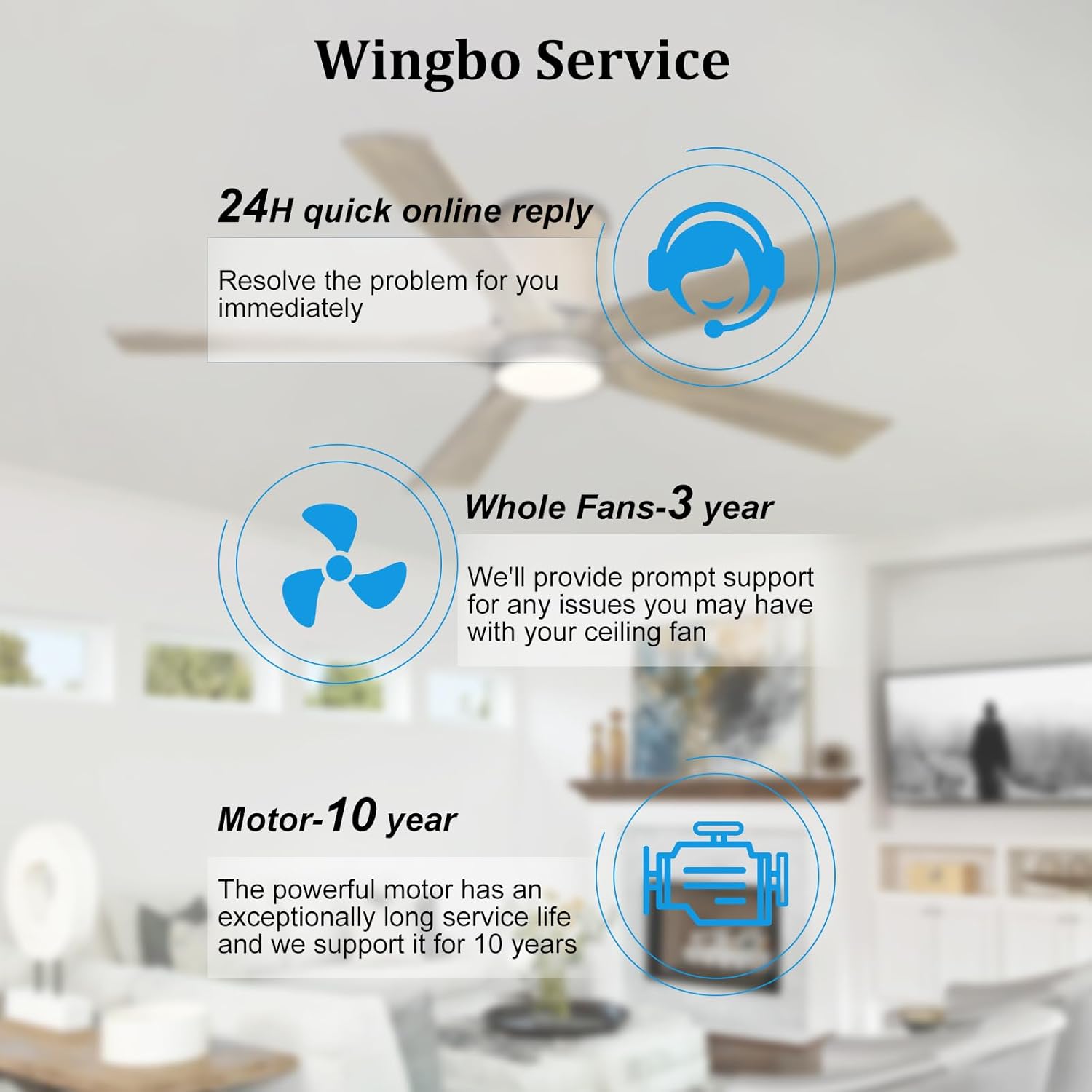 WINGBO 54 inch Flush Mount Ceiling Fan, Modern Ceiling Fan with Lights,3CCT&Dimmable LED,5 Wood Blades, Quiet 6-Speed DC Motor Low Profile Ceiling Fan with Remote,Charcoal gray +Light gray