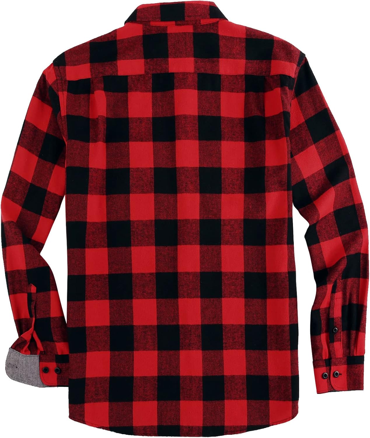 Mens Casual Long Sleeve Flannel Plaid Shirt Regular Fit Button Down with Two Pockets - Image 2