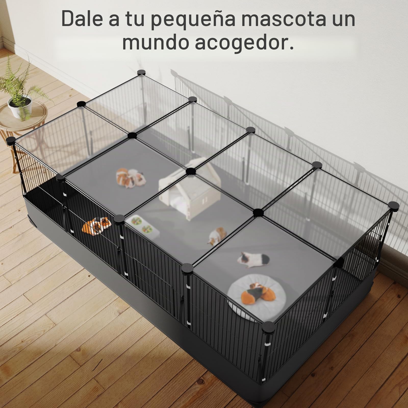 Aystkniet Jaula para cobayas, 122 x 60 x 40 cm (largo x ancho x alto) con cubierta, alfombrilla de suelo