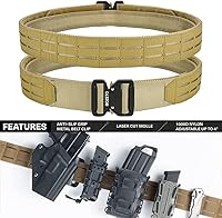 Vista 2 de MOZETO Cinturón de batalla Molle, cinturones tácticos de 2" para combate de guerra, cinturones de liberación rápida para aplicación de la ley