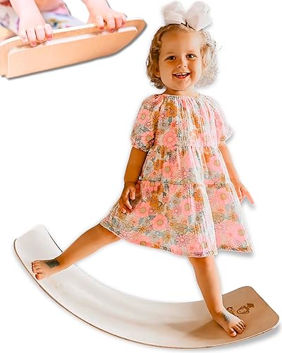 Tabla de equilibrio de madera  Tabla de balanceo segura para los dedos de 37 pulgadas para niños pequeños, tabla de equilibrio de madera para niños