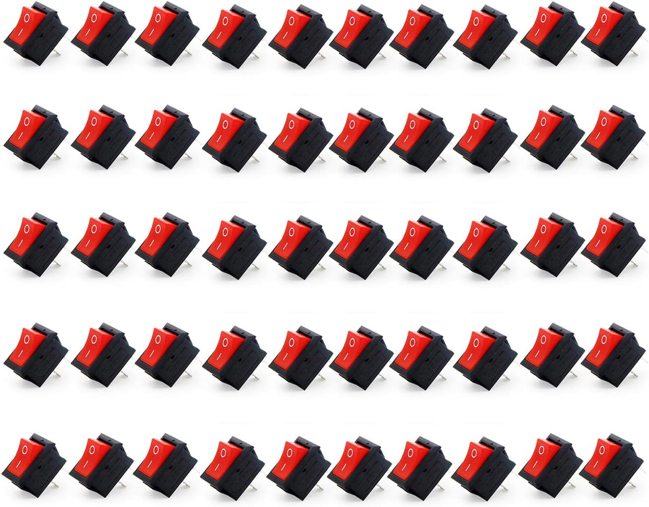 Electronic Spices (50psc) Small Mini Boat On/Off Rocker Switch Snap-in 2-Pin Red Plastic Button