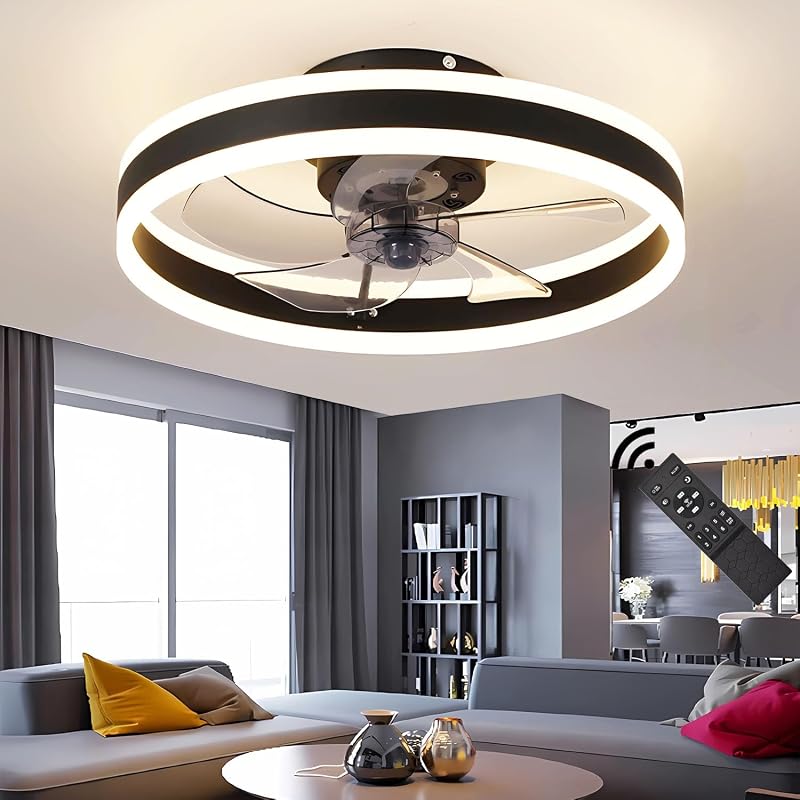 50 cm Mennyezeti Ventilátor Beépített Világítással – 60W LED Mennyezeti Lámpa Ventilátorral, 3 Színhőmérséklet, 6 Sebesség, Halk Ventilátoros Lámpa Nappaliba és Hálószobába