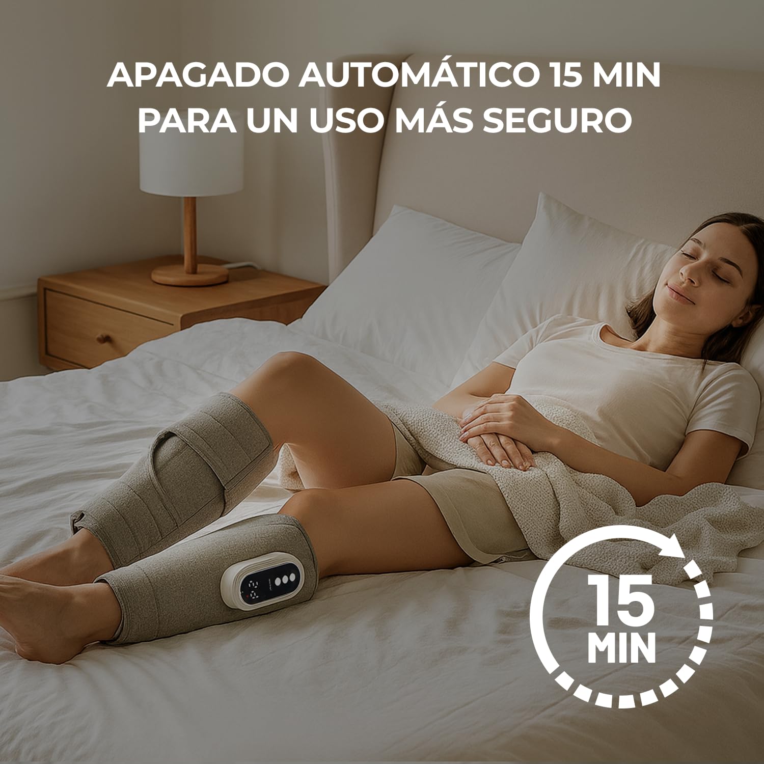 HubiCare - Masajeador de pantorrilla con calefacción por compresión de aire y calor, 3 modos de masaje, 3 niveles de intensidad, inalámbrico, recargable por USB-C, batería de 2000 mAh, apagado