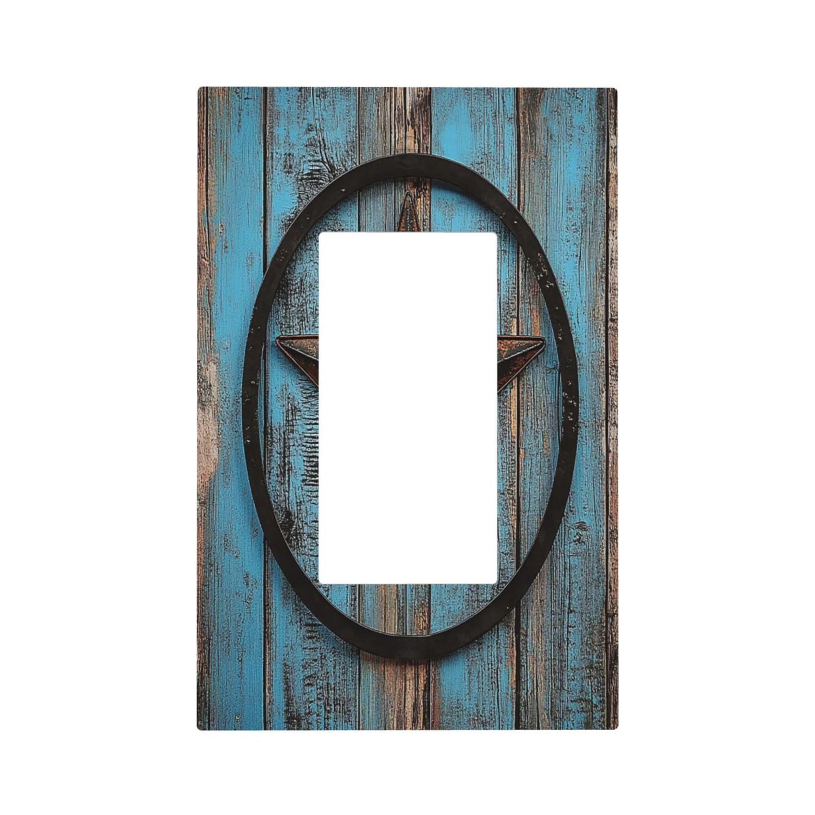 Estrella de Texas de madera rústica con fondo verde azulado decorativa