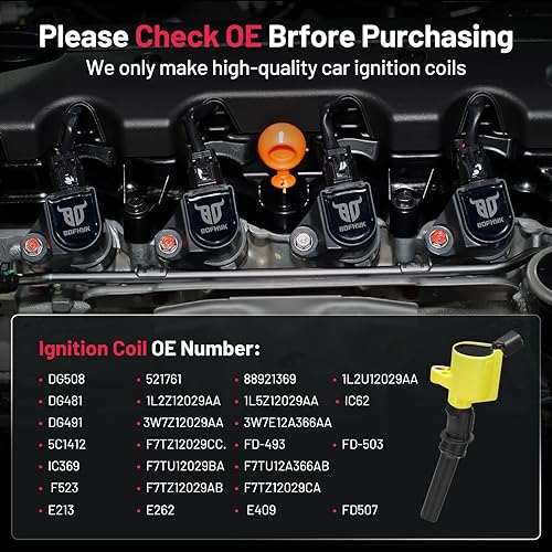 Vista 148 de BDFHYK Paquete de bobinas de encendido UF596 y bujías de iridio 93501 compatibles con Toyota Corolla 2009 2010 2011 2012 2013 Toyota Prius Matrix