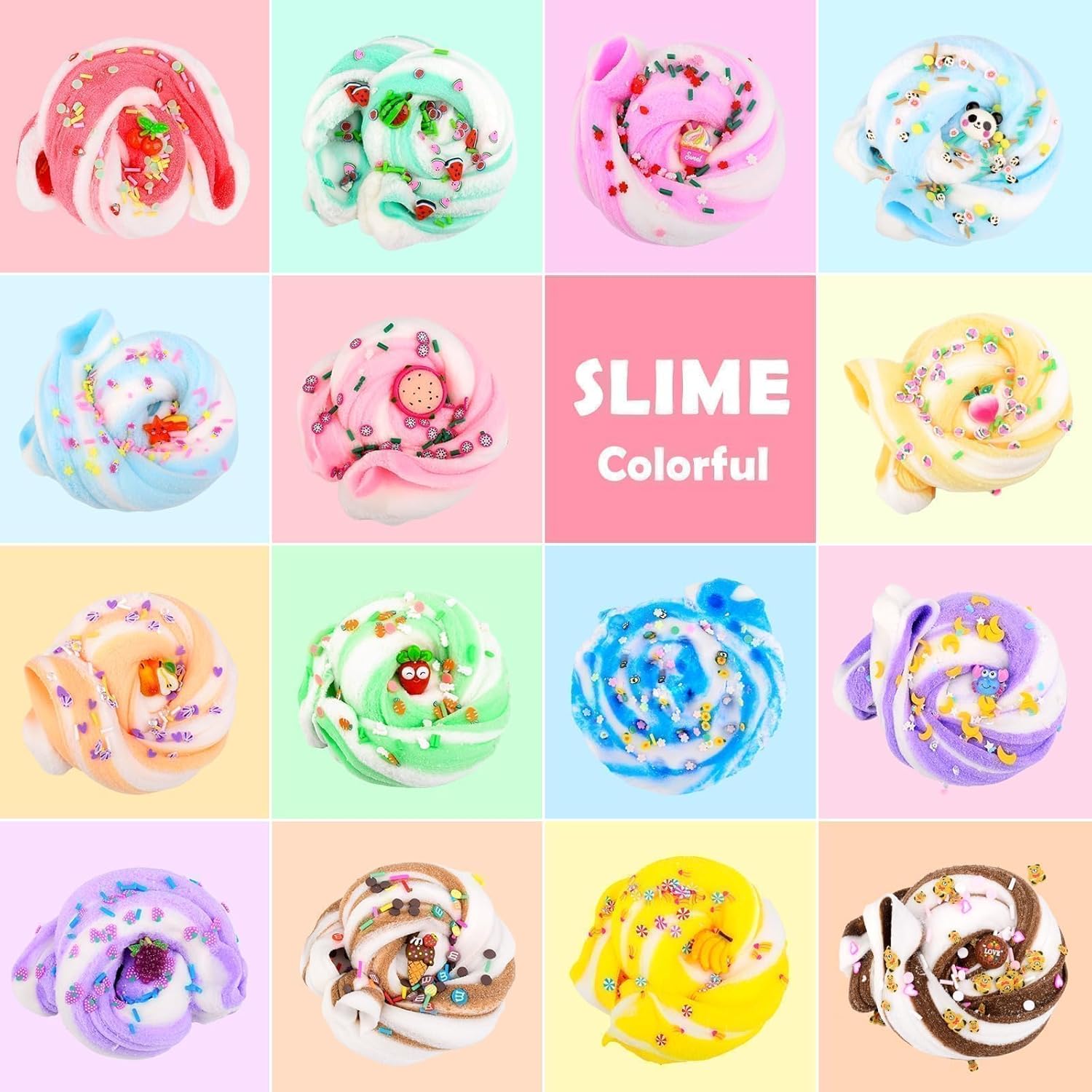 TITRITH Cloud Slime 15-Pack Case of Colorful for Girls and Boys, Fun Party Favors Supplies, Bulk Slime Kit Scented, Soft, Non-Sticky for Birthday Gifts, School Carnival Prizes, Goodie Bag Stuffers
