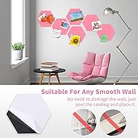 Vista 5 de 6 azulejos hexagonales de fieltro para pared, tablero de corcho autoadhesivo, tableros de anuncios hexagonales con pasadores, tablero de corcho