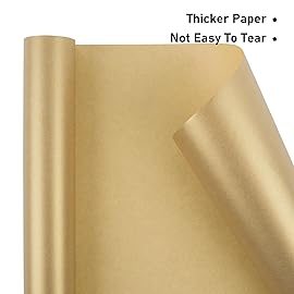 NESCCI Gold Matte Wrapping Paper,Solid Color Pearly-Lustre Paper-3 Roll,17 Inches X 32.8 Feet Per roll.Gift Wrapping Paper,Perfect for Wedding,Valentine\'s Day,Birthday, Christmas,Baby Shower