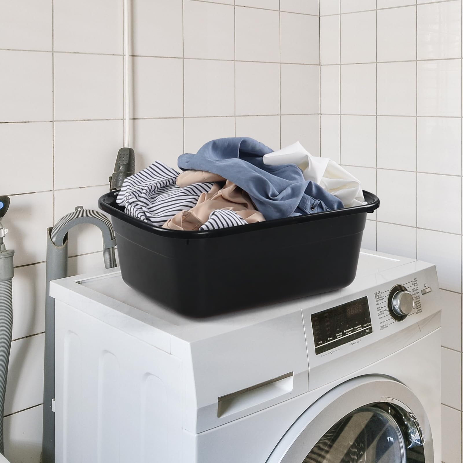 Kekow Sartén de plástico de 14 cuartos de galón, lavabo negro, negro