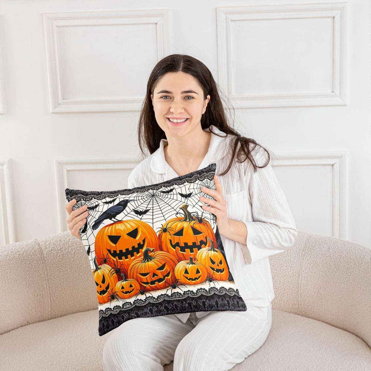 Homewish Confezione da 4 federe per cuscino, stile vintage, per Halloween