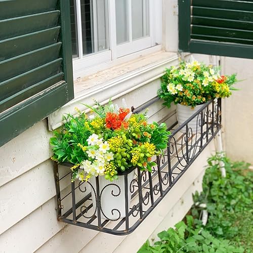 Miniatura 4 de Paquete de 4 9 plantas artificiales realistas multiespecies para macetas al aire libre, madres falsas para exteriores, resistentes a los rayos UV