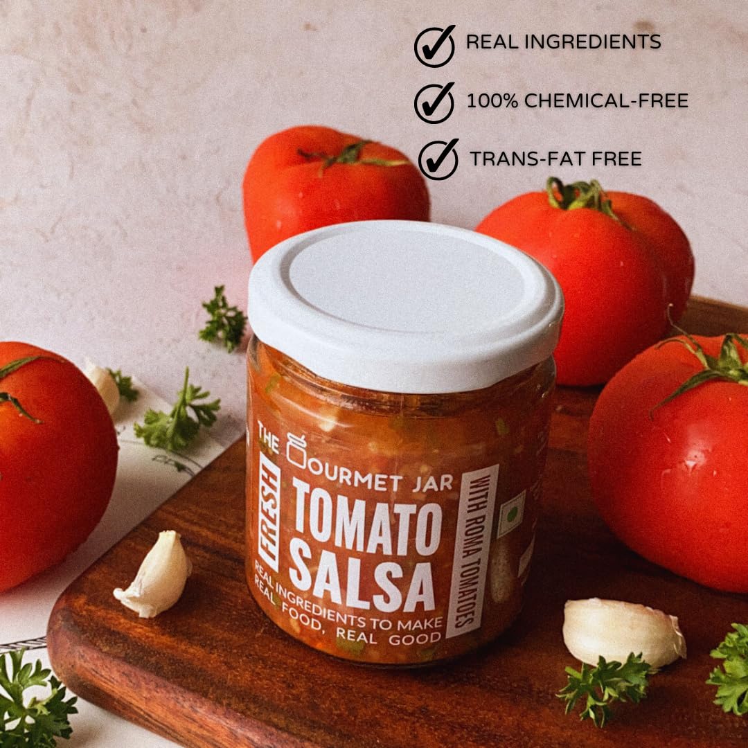 The Gourmet Jar Fresh Tomato Salsa 190g|100% Natural & No Preservatives |Mexican Salsa|Made with Real Tomatoes|Fresh, Herby, Tangy| Enjoy it with Nachos, Tacos, Burrito Bowls & Chips| Pack of 2 - Image 6 thumbnail