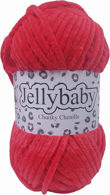 Cygnet Jellybaby Chunky Chenille Knitting Yarn (Cherry Red 003)