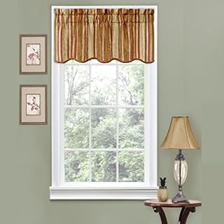 Traditions Stripe Ensemble Rod Pocket Valance for Windows in Bedroom, Kitchen, or Living Room, 52