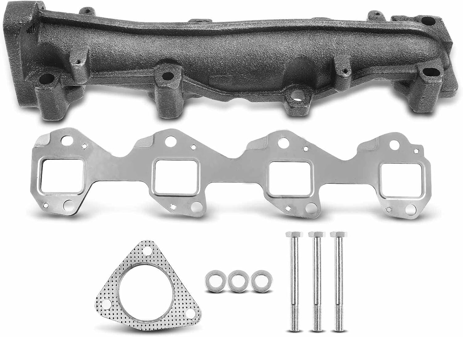 A-Premium Left Engine Exhaust Manifold Kit W/Gaskets & Bolts & Washers [8Cyl 6.6L] Compatible with Chevrolet Silverado Express & GMC Sierra Savana 2500 3500 4500 HD Classic & Workhorse & More