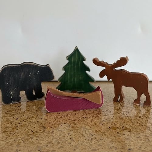 Yookeer 5 Pcs Forest Wooden Decor for Rustic Cabin Shelf