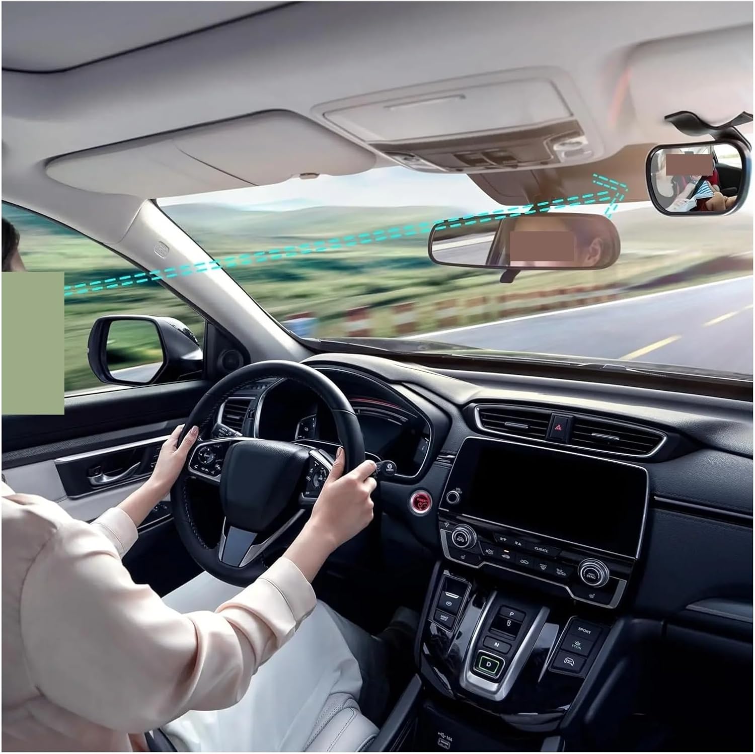 Rearview mirror, Interior rear view mirror Universal Rear View Mirror, For Car, For Seat Oblong Glass Baby Monitor Flat Lens Fit Multi-Purpose Vehicle Backs Universal rears views mirrors