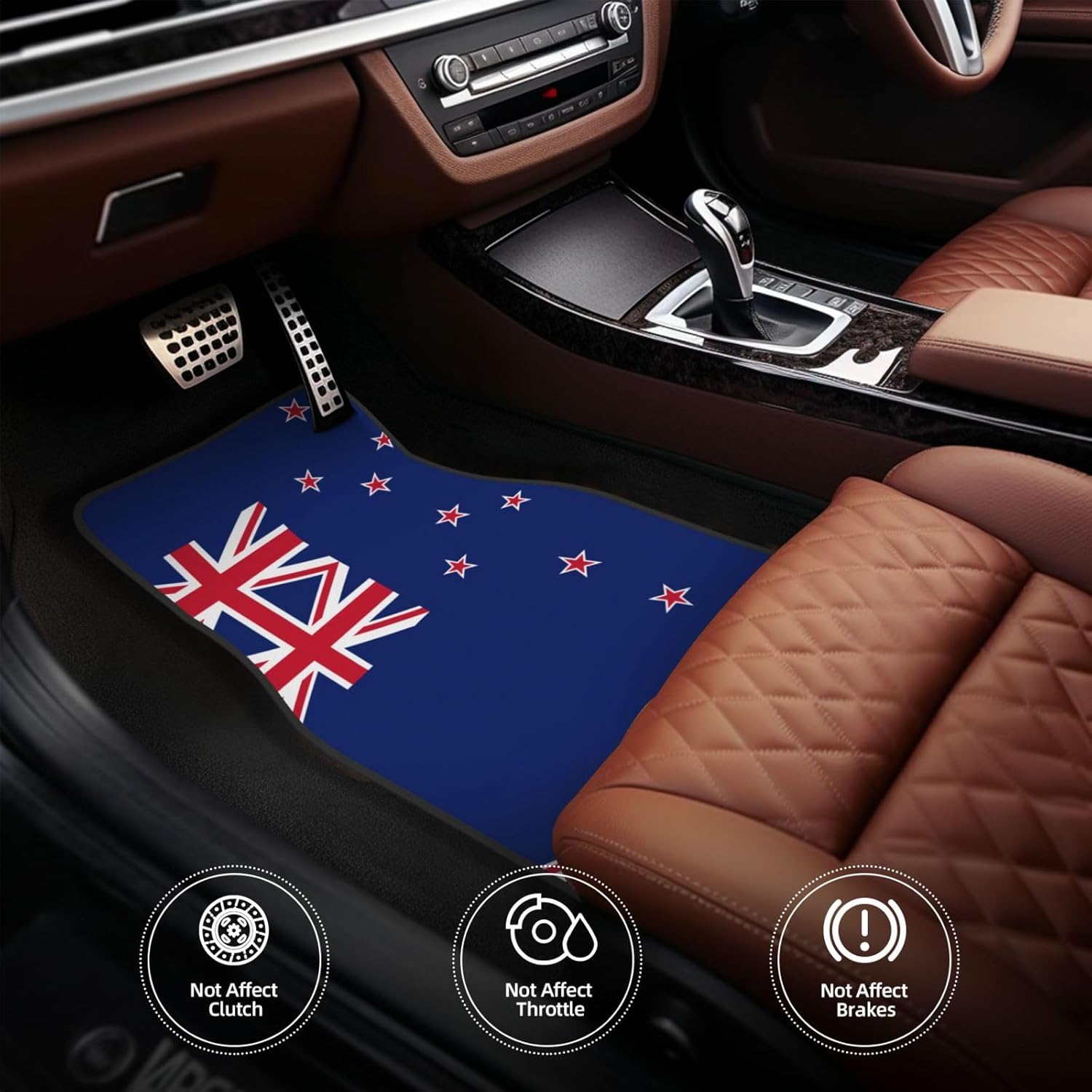 New Zealand Flag Patterned car mats 4-piece set | For cars/SUVs/trucks | Firm fit without displacement
