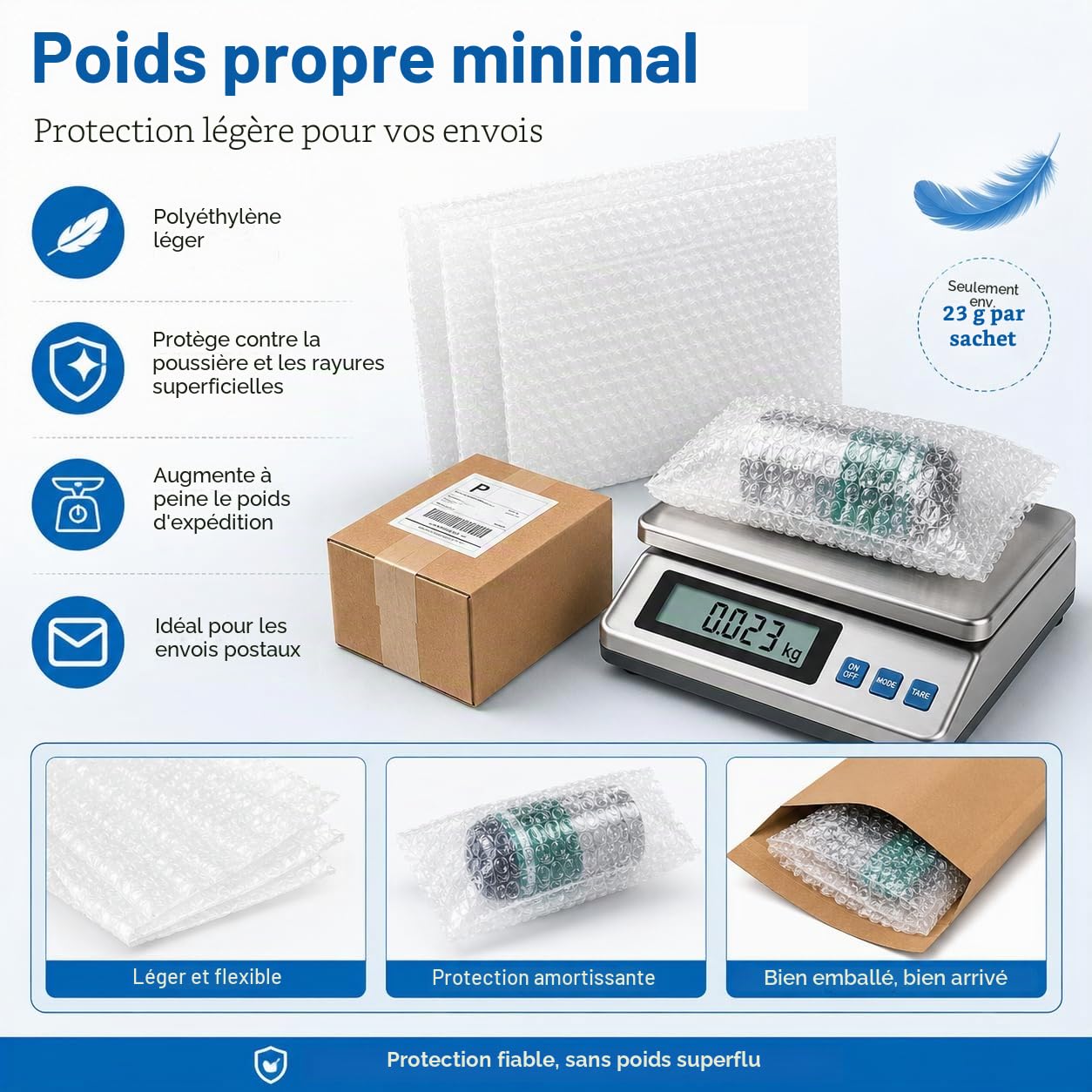 CYEER Lot de 100 Sacs à Bulles 20x25 cm - Pochettes de Protection Antichoc pour Expédition et Déménagement - Emballage Rembourré pour Objets Fragiles, Vaisselle, Verre et Électronique