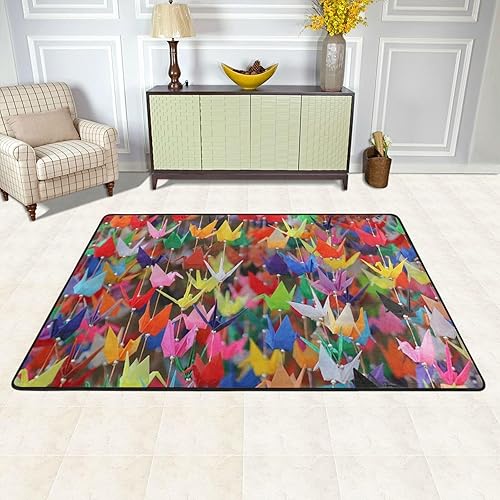 Miniatura 2 de Alfombras de papel Origami de 2 x 3 pies, alfombras de bienvenida de granja para entrada, alfombras antideslizantes y absorbentes para dormitorio,