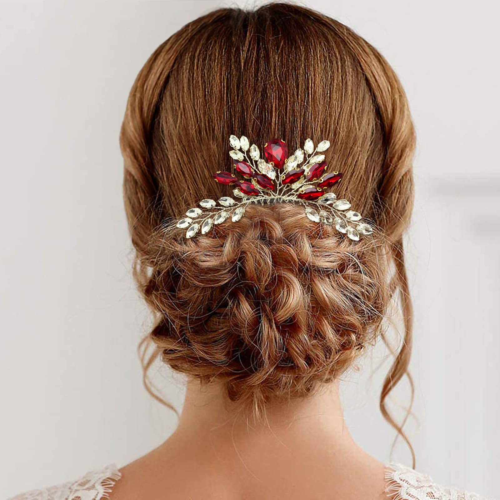 Bridal Hair Comb Rhinestone Crystal Wedding Headpiece Accessories Green Red Bridal hair comb emerald Green crystal hair piece Emerald main image 3