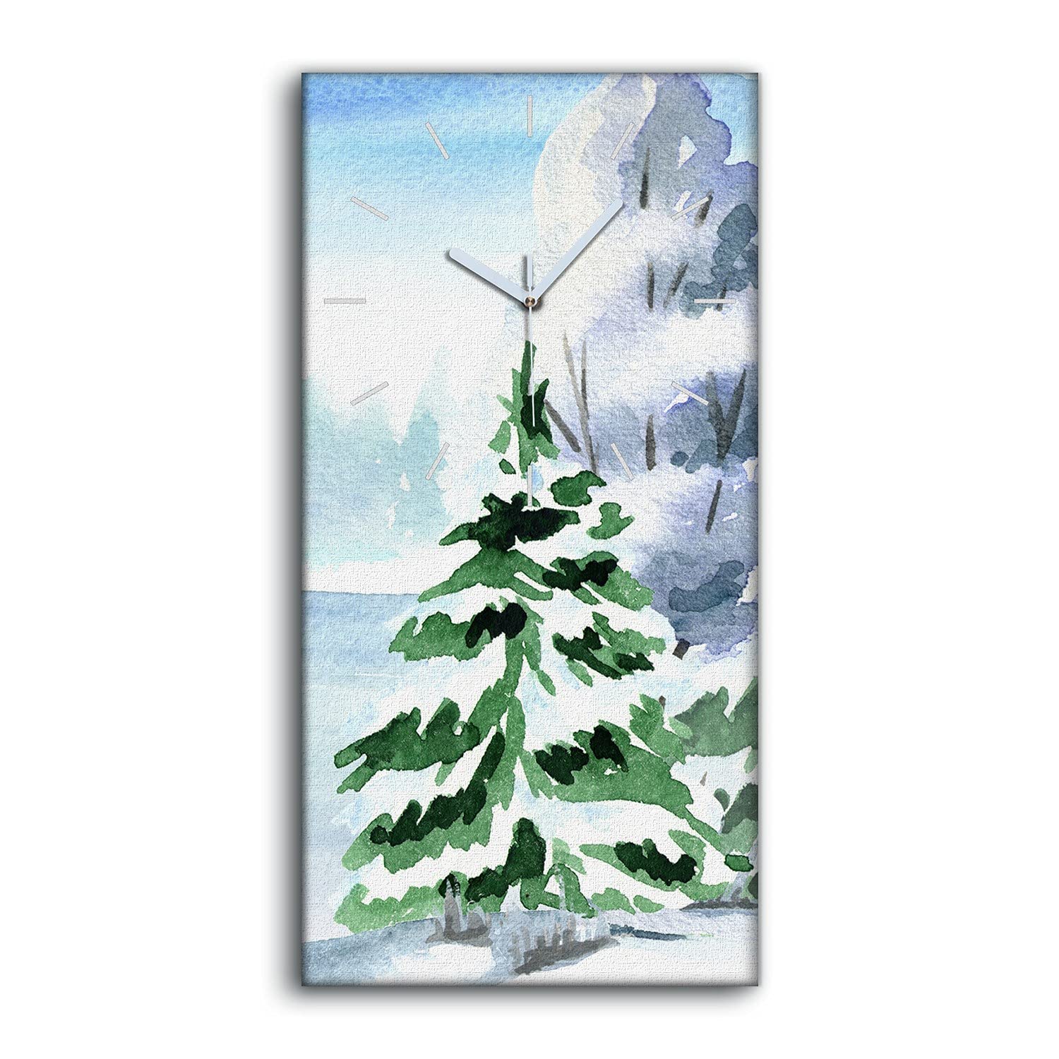 Horloge sur Toile Arbres à Neige Coloray 30x60cm Grand Tableau Mural Silencieux