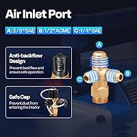 Vista 6 de VIVOHOME 1 bomba de vacío HP 9.6 CFM de doble etapa HVAC y medidor de colector de CA de 4 vías con detector de fugas mangueras de 5 pies