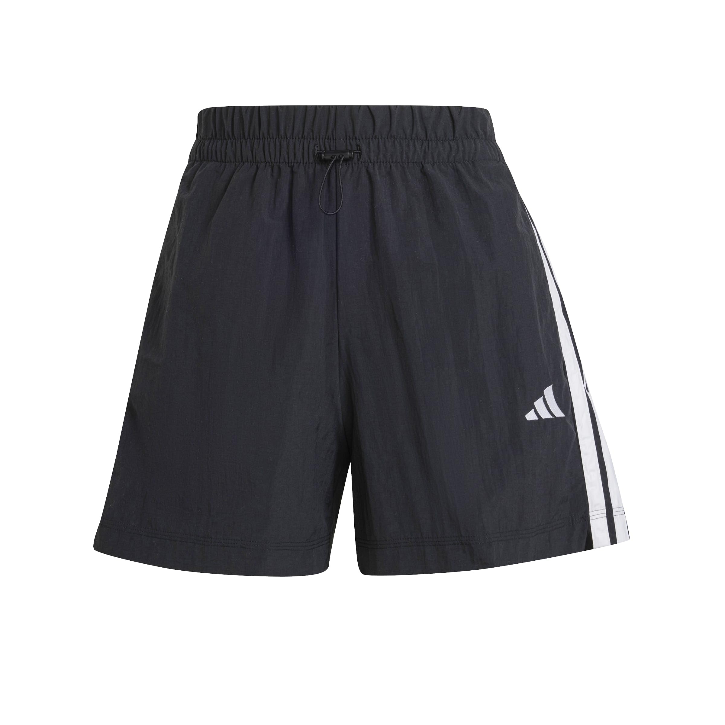 adidas Women's Essentials 3-Stripes Lifestyle Woven Shorts, Black/White, S