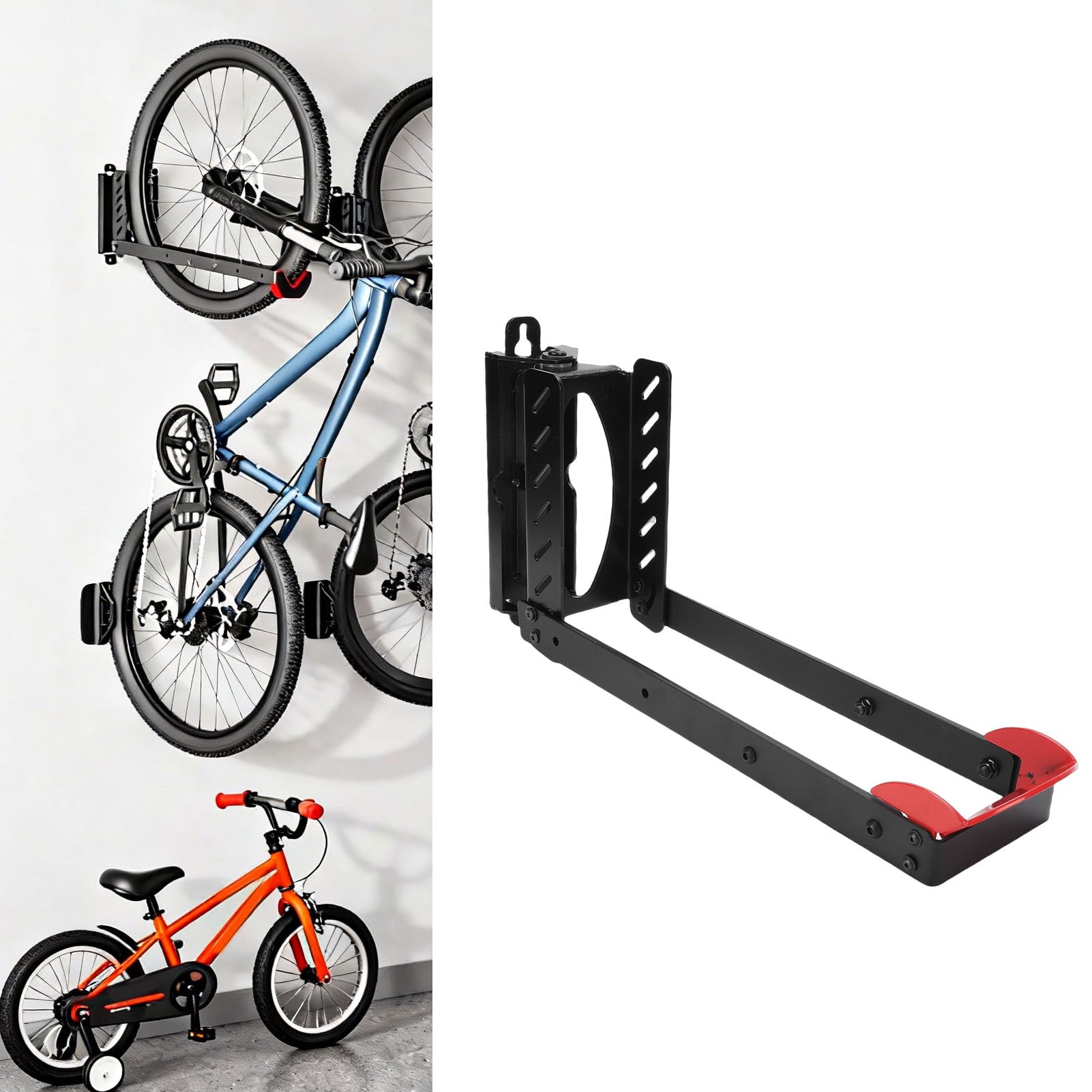 Estante para Almacenamiento de Bicicletas en Garaje, Soporte para Bicicletas, Montaje en Pared, Gancho Vertical para Colgar Bicicletas, Soporte Giratorio para Bicicletas para