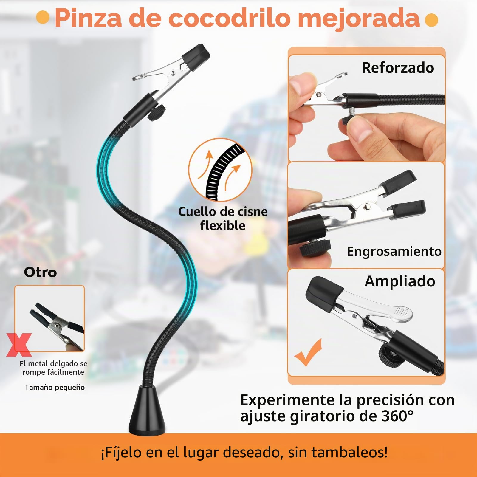 Drdefi Soldadura de Tercera Mano, PCB Magnéticos Flexibles 4 Brazos, Estación de Soldadura con Pinzas de Cocodrilo, Herramienta de Soporte de Placa de Circuito Impreso, Manualidades, Joyas, Hobby