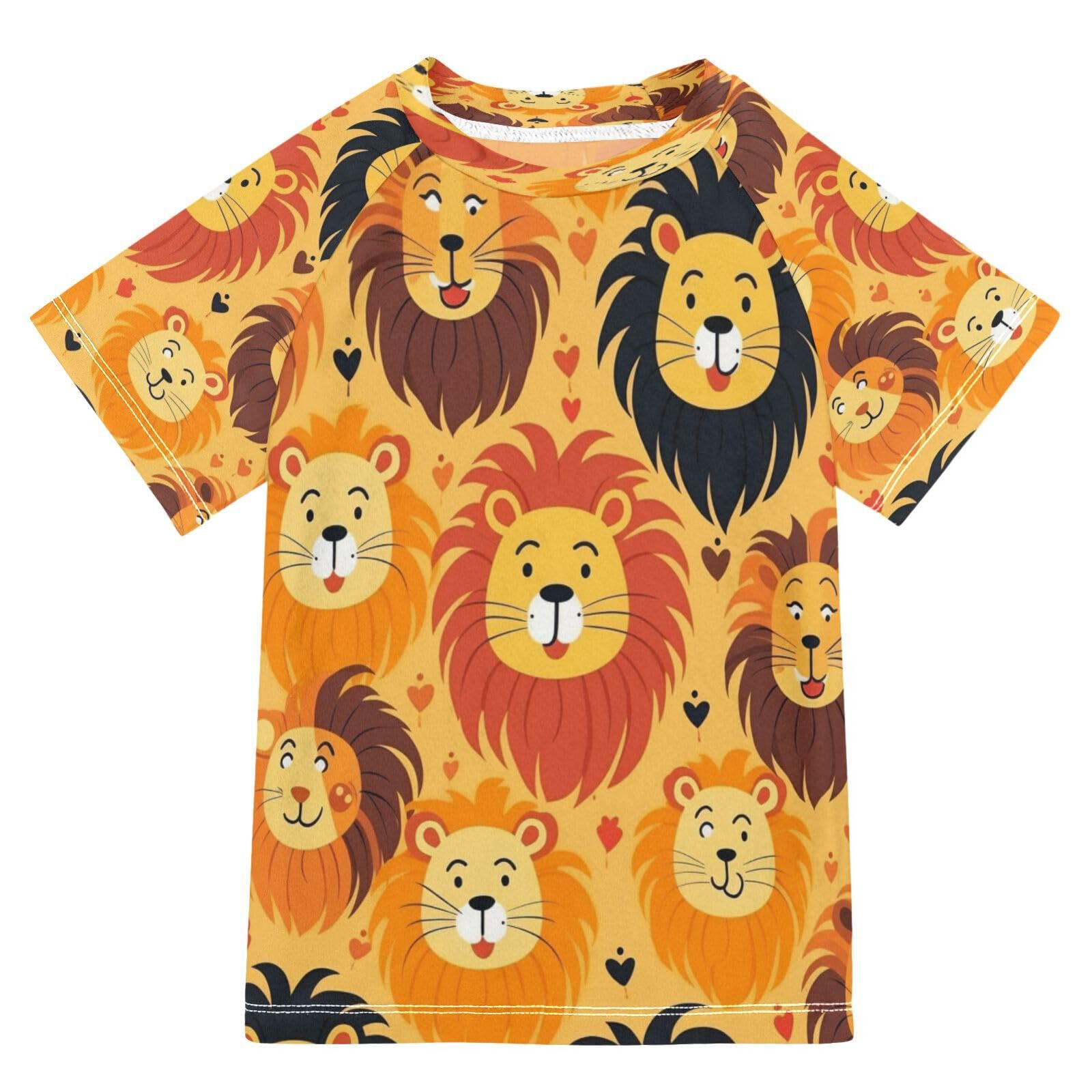 Boys Sun Shirts UV Protection Short Sleeve Rash Guard Swim Shirt Lion Water Shirt Rashguard 4T,9