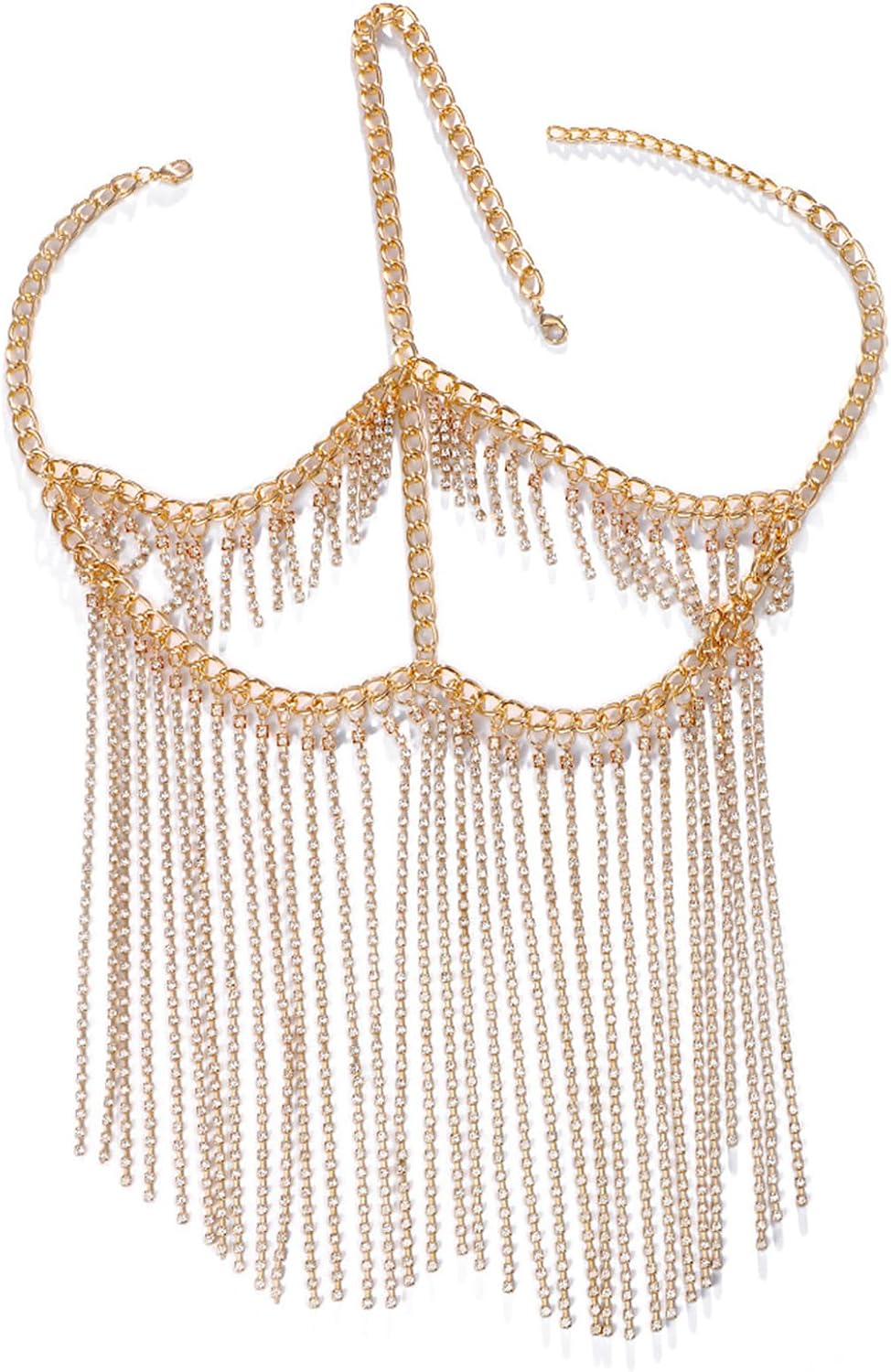 Sexy Rhinestone Layered Masquerade Party Mask Face Jewelry for Women Crystal Tassel Face Chain Jewelry Costume Head Hair