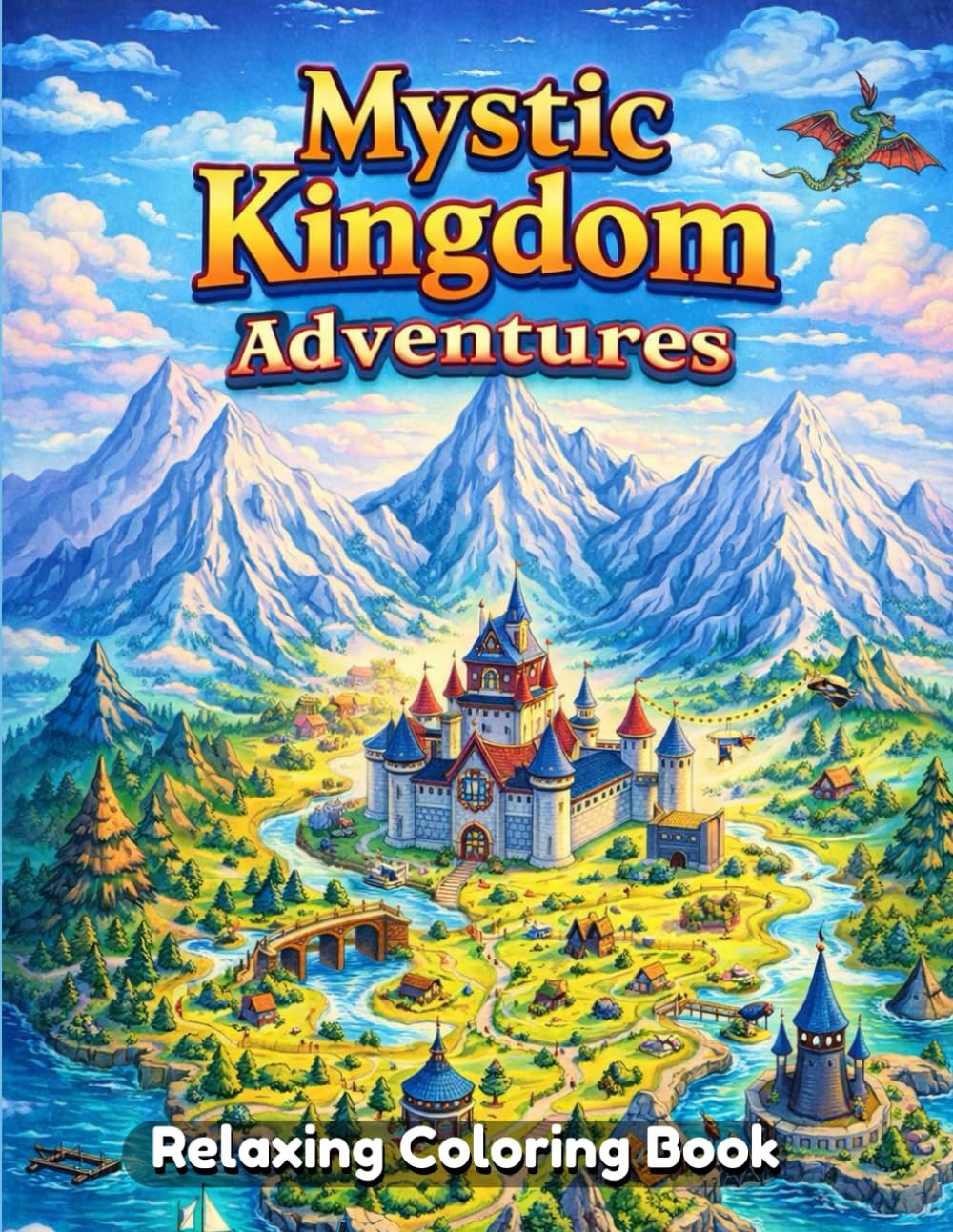 Mystic Kingdom Adventures Coloring Book for Adults and Teens: Fantasy Castles, Magical Creatures, Epic Quest Scenes, Enchanted Lands, Relaxing Line Art, Stress Relief Coloring Pages