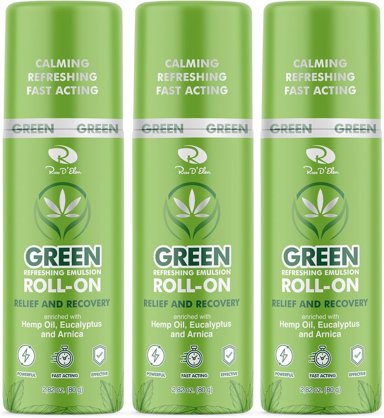 3-Pack ROLL-ON | Ross D’Elen Green Menthol Relief and Recovery