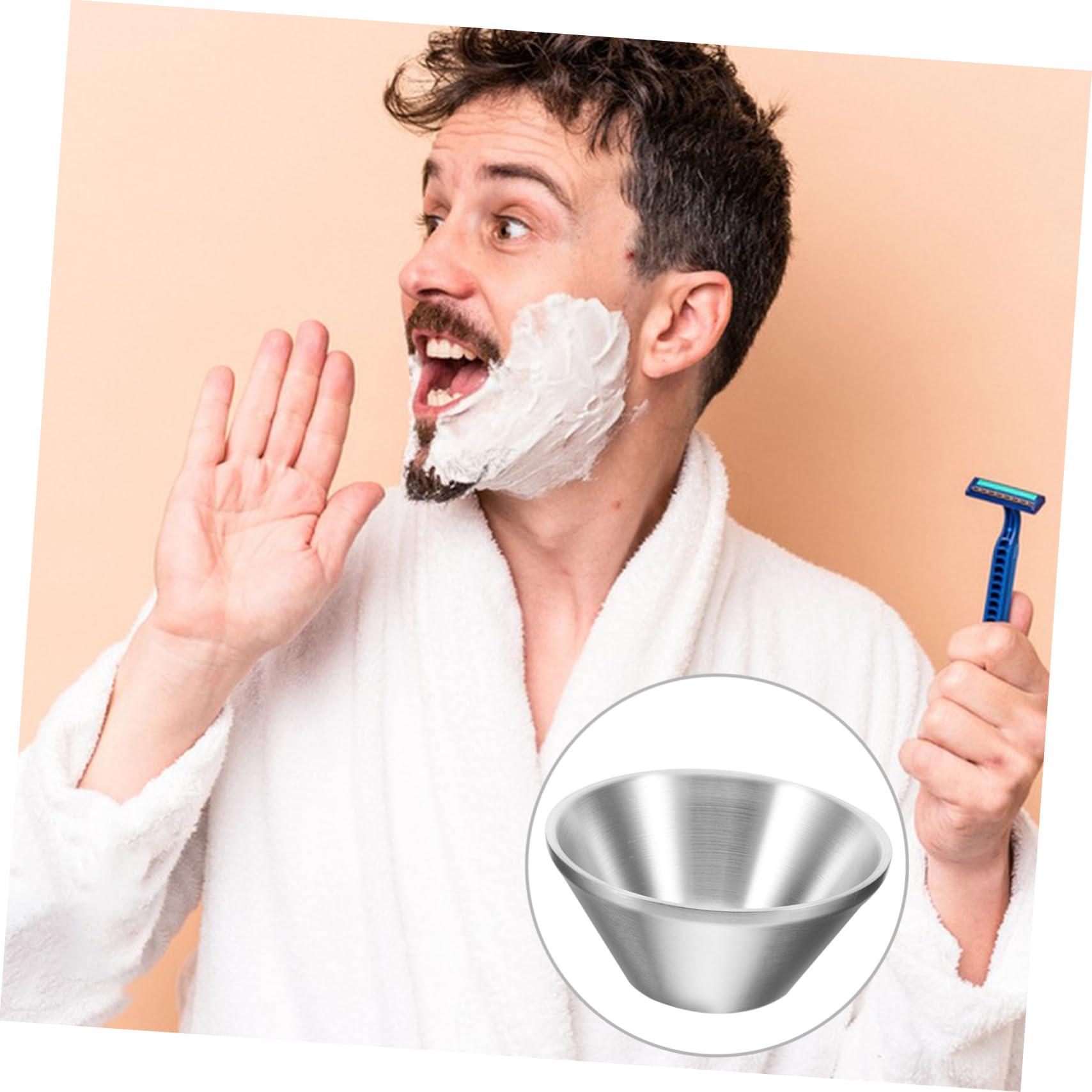 VICASKY 3pcs Men's Shaving Bowl Set Marble Shave Bowl Portable Shaving Cup Reusable Supplies Perfect for Barber Shops